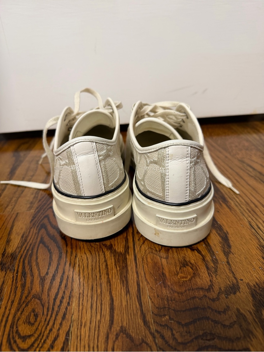 Valentino Platform Canvas Sneakers in Cream - Picture 4 of 6